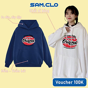 Áo khoác nỉ hoodie SAM CLO nam nữ có mũ dây rút tay dài thu đông freesize dáng Unisex CHUI ORIGINAL
