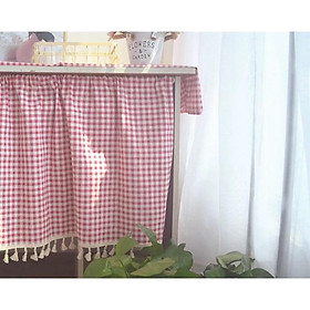 Mua Rèm treo kệ bếp caro có viền tua rua (đặt theo yêu cầu liên hệ CSKH)