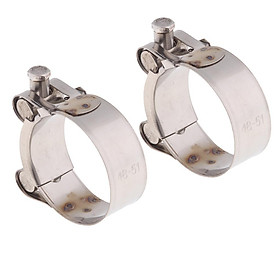 2pcs Motorcycle Stainless Steel Exhaust O-  Clamps 48-51mm