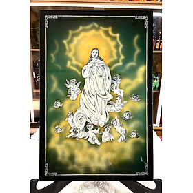 Mua Tranh sơn mài Chúa/Mẹ cẩn ốc xà cừ cao cấp  hàng xuất khẩu size 40x60 cm treo tường  trang trí nhà cửa  văn phòng  quà tặng tân gia  tặng dịp Lễ  Tết đầy ý nghĩa
