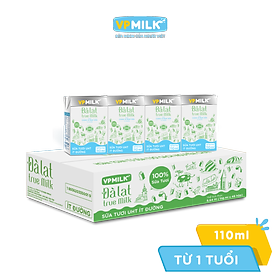 Sữa tươi UHT Đà Lạt True Milk ít đường 110ml (Thùng 48 hộp)