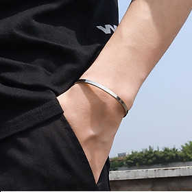 Vòng tay nam nữ trơn inox bản 4mm thời trang