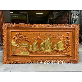 Tranh thuận buồm xuôi gió bằng gỗ gõ pu dát vàng cao cấp kt 67×127×4cm 