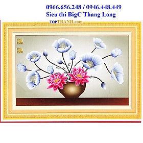 Mua tranh thêu chữ thập bình hoa poppy nhỏ A1025 (chưa thêu) tranh thêu bình hoa nhỏ