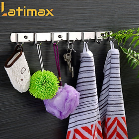 Mua Móc Treo Quần Áo Inox SUS304 7 Chấu Dán Tường Không Cần Khoan Đục - Tặng Kèm keo và Đinh Vít