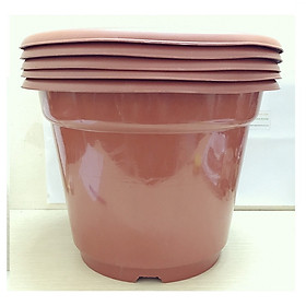 5 Chậu Nhựa Trồng Hoa Cây Cảnh Tròn Đỏ AB450 CN
