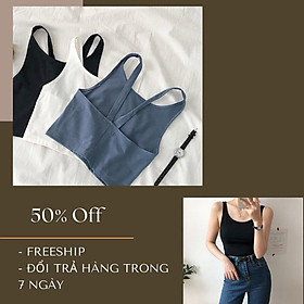 Áo croptop nữ chất cotton, áo ba lỗ hở lưng kiểu ôm, vải co giãn tốt