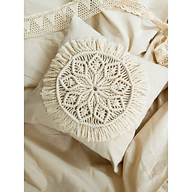 Mua Vỏ gối macrame vỏ gối vải canvas phối hoạ tiết tết dây thủ công phong cách vintage