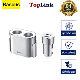 Bộ Chia Tẩu Sạc Trên Xe Ô Tô 12 V-24V Tích Hợp 2 Cổng USB Sạc Nhanh Công Suất 100W Hàng Chính Hãng Baseus