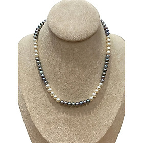 Chuỗi ngọc trai Akoya trắng mix ngọc trai nước ngọt ánh xám (DNT0091) - MOON Jewelry