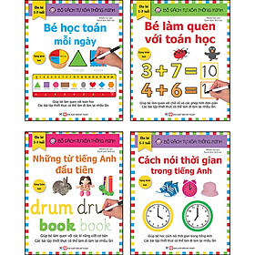 Hình ảnh Combo Trọn Bộ 4 Cuốn: Bộ Sách Tự Xóa Thông Minh - ( 5 -7 tuổi ) Bé Học Toán + Tiếng Anh - Tặng Bút Xóa