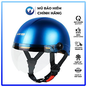 Mũ bảo hiểm 1/2 Nửa đầu BLUE SEA - Nhựa ABS Nguyên sinh - A104K - FREESIZE - Có kính cao cấp - Chính hãng