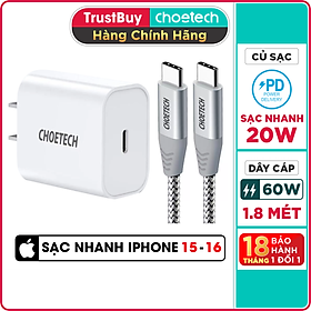 Mua Adapter Củ Sạc CHOETECH PD5005 PD 20W Chuyên Sạc Nhanh iPhone  iPad - Hàng Chính Hãng
