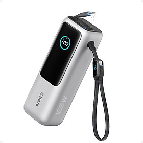 Mua Sạc dự phòng Anker Zolo 1C1A 165W 25000mah (Built-In USB-C and Retractable Cable) Bạc (Silver) A1695 - Hàng Chính Hãng
