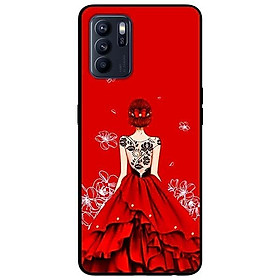 Ốp lưng dành cho Oppo Reno 6 - Reno 6 Z mẫu Cô gái đầm đỏ