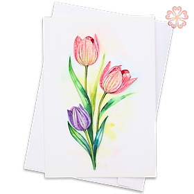 Thiệp Giấy Xoắn Nghệ Thuật - Thiệp Hoa Tulip - Tulips Card - Flower - Việt Net - VN2NN111036NN - 11.5 x 16.5