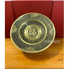 Mua Mâm bồng đựng hoa quả   đĩa đựng trái cây bằng đồng chữ Phúc 25cm màu vàng nâu