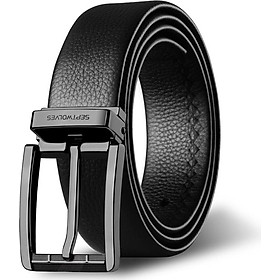 Seven wolves men's belt business casual top layer leather pin buckle belt belt men 7A528111900-09 black