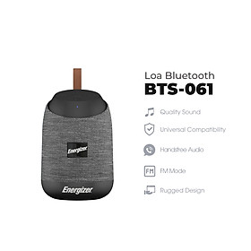 Loa Bluetooth di động Energizer BTS061 kiêm pin dự phòng - Kết nối Bluetooth 5.0, Tích hợp micro, hỗ trợ FM radio, thẻ Micro SD, cổng sạc USB-A - HÀNG CHÍNH HÃNG