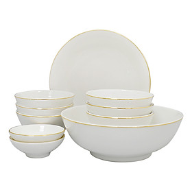 Bộ Đồ Ăn 10 Sản Phẩm Jasmine Lys Minh Long - Chỉ vàng
