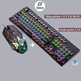 COMBO bàn phím cơ kèm chuột và tai nghe chụp tai headphone XSmart Super Bass gaming LED RGB chơi game đổi màu siêu đẹp T907+V8 tia sét+K3 - Hàng Chính Hãng