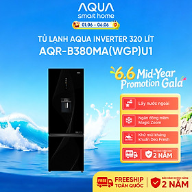 Tủ lạnh Aqua Inverter 320 lít AQR-B380MA(WGP)U1 - Bảo hành 2 năm - Freeship toàn quốc - Hàng chính hãng