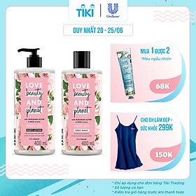 Combo Sữa Tắm + Sữa Dưỡng Thể Love Beauty And Planet Làm Sáng Da (400ml/Chai)