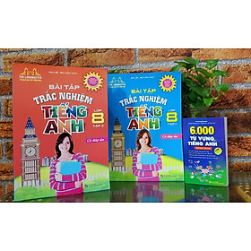 Sách - Combo 3 cuốn 6000 từ vựng tiếng anh thông dụng (mềm) +Bài tập trắc nghiệm tiếng Anh lớp 8 tập 1+2 - có đáp án