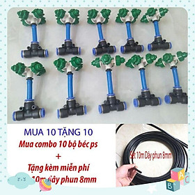 combo 10 béc bét bép 4 hướng+ 10m dây phun sương, tưới cây, tưới lan