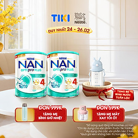 Bộ 2 lon Sữa bột Nestlé NAN OPTIPRO PLUS 4 800g/lon với 5HMO Giúp tiêu hóa tốt + Tăng cường đề kháng - Bé 2-6 tuổi
