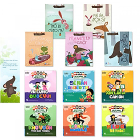 Combo 2 bộ sách hay giúp bé ứng xử tuổi mầm non: 5 cuốn Chuyện Ở Rừng Vi Vu (5 cuốn), 6 cuốn Bộ kỹ năng cho bé 1-6 tuổi + bookmark danh ngôn hình voi