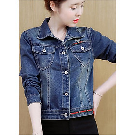 Áo Khoác Jean Nữ Dài Tay Đính Viền Màu Thời Trang