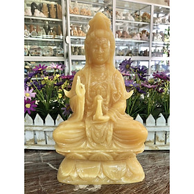 Mua Tượng Phật Bà Quan Âm ngồi đài sen đá ngọc hoàng long - Cao 30 cm