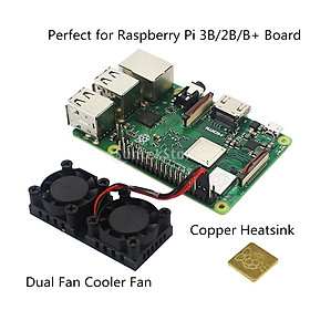 5V 0.3A Fan Cooling System Module with Heatsink for Raspberry Pi 3B/2B/B+, Dual Fan Cooler Fan