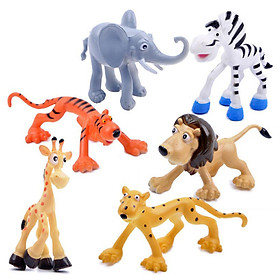Bộ 6 Mô Hình nhân vật phim Madagascar (hổ, voi, ngựa vằn, hươu cao cổ, báo, sư tử) - đồ chơi trẻ em