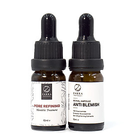 Bộ Sản Phẩm Sạch Sâu Trắng Sáng Căng Bóng Toàn Diện gồm Tinh chất (Serum) AHA 10ml và Tinh chất (Serum) B3 10% 10ml Zakka Naturals