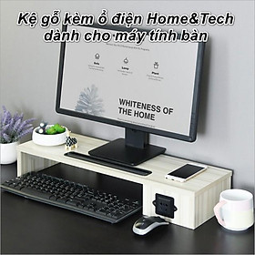 Mua Kệ gỗ kèm ổ điện Home&Tech dành cho máy tính bàn
