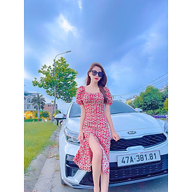 Đầm Hoa Nhí 4YOUNG FASHION Xẻ Tà Tay Phồng Chất Liệu VOAN Cao Cấp V66