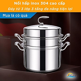 Nồi Hấp 2 Tầng 3 Tầng Inox Bánh Bao Bếp Từ Cao Cấp Đạt Chất Lượng Đức HADU