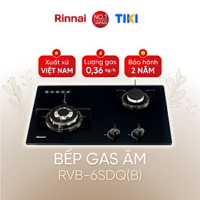 Bếp gas âm Rinnai RVB-6SDQ(B) mặt bếp kính và kiềng bếp men - Hàng chính hãng.