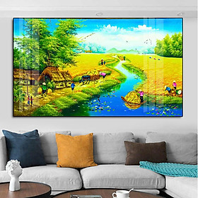 Tranh Phong Cảnh Đồng Quê Làng Xóm Việt Nam - Tranh Canvas Treo Tường Sang Trọng, Cao Cấp