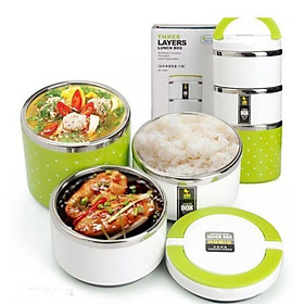 Mua Cà mên-Camen giu nhiet 3 ngan - Hộp đựng cơm giữ nhiệt 3 ngăn inox  Cap long  Hộp đựng cơm bằng Inox