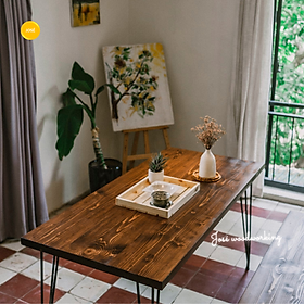 Mua Bàn Làm Việc Dài 1m4 Gỗ Tự Nhiên JOSE / Bàn Ngồi Họp Teamwork 140x70x75cm Chân Hairpin Chịu Lực Cực Tốt