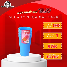 Ly Nhựa Uống Nước Bộ 4 Cái Màu Sáng Uncle Bills KD0012