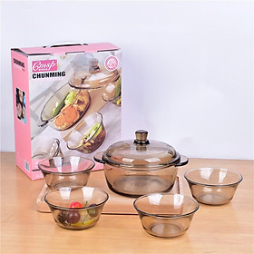 Mua Bộ Nồi bát thủy tinh 5 món kèm nắp đậy