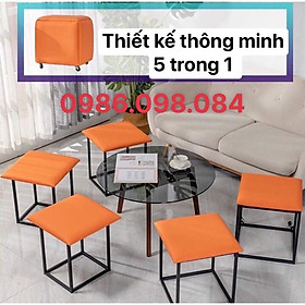 Ghế khối rubik, đôn ghế sofa gấp gọn 5 trong 1 có Bánh Xe Di Chuyển - ghế khối rubic phòng khách