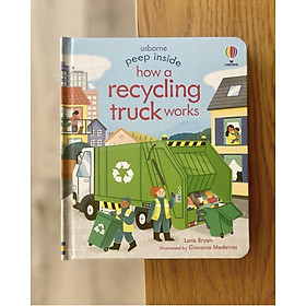 Ảnh bìa Sách tương tác tiếng anh cho bé - Usborne Peep Inside how a recycling truck works