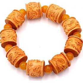 Vòng tay chuỗi hạt trụ rồng gỗ hoàng đàn TRVCT11