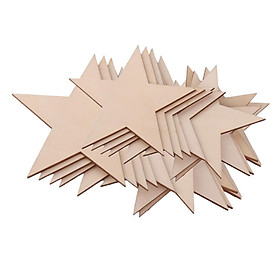 20 Pieces Natural Unfinished Star Shape Wooden Embellishments for DIY Crafts for Wedding Party Christmas Decoration 80mm 100mm