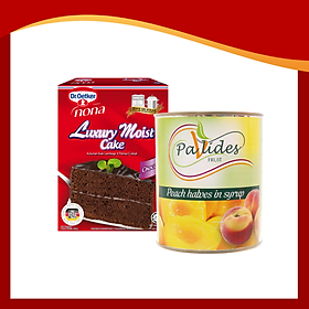 COMBO 1 Hộp Bột Làm Bánh Moist Cake Socola Dr. Oetker 520g + 1 Lon Đào